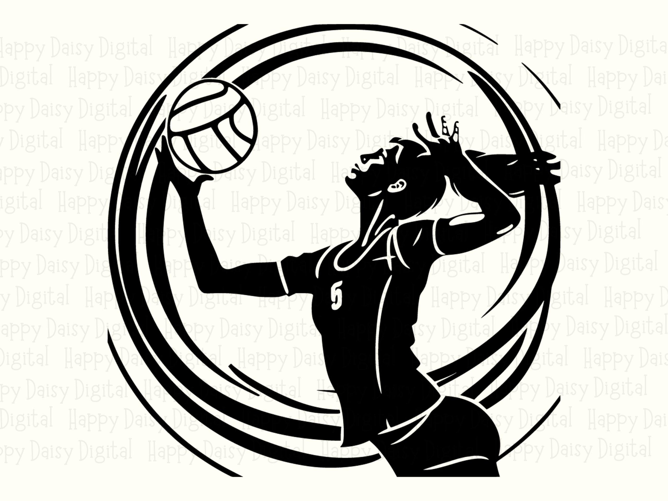 Volleyball Player SVG PNG Volleyball Player Silhouette Action Pose Illustration Cricut Silhouette Canva Commercial Use POD - Image 2