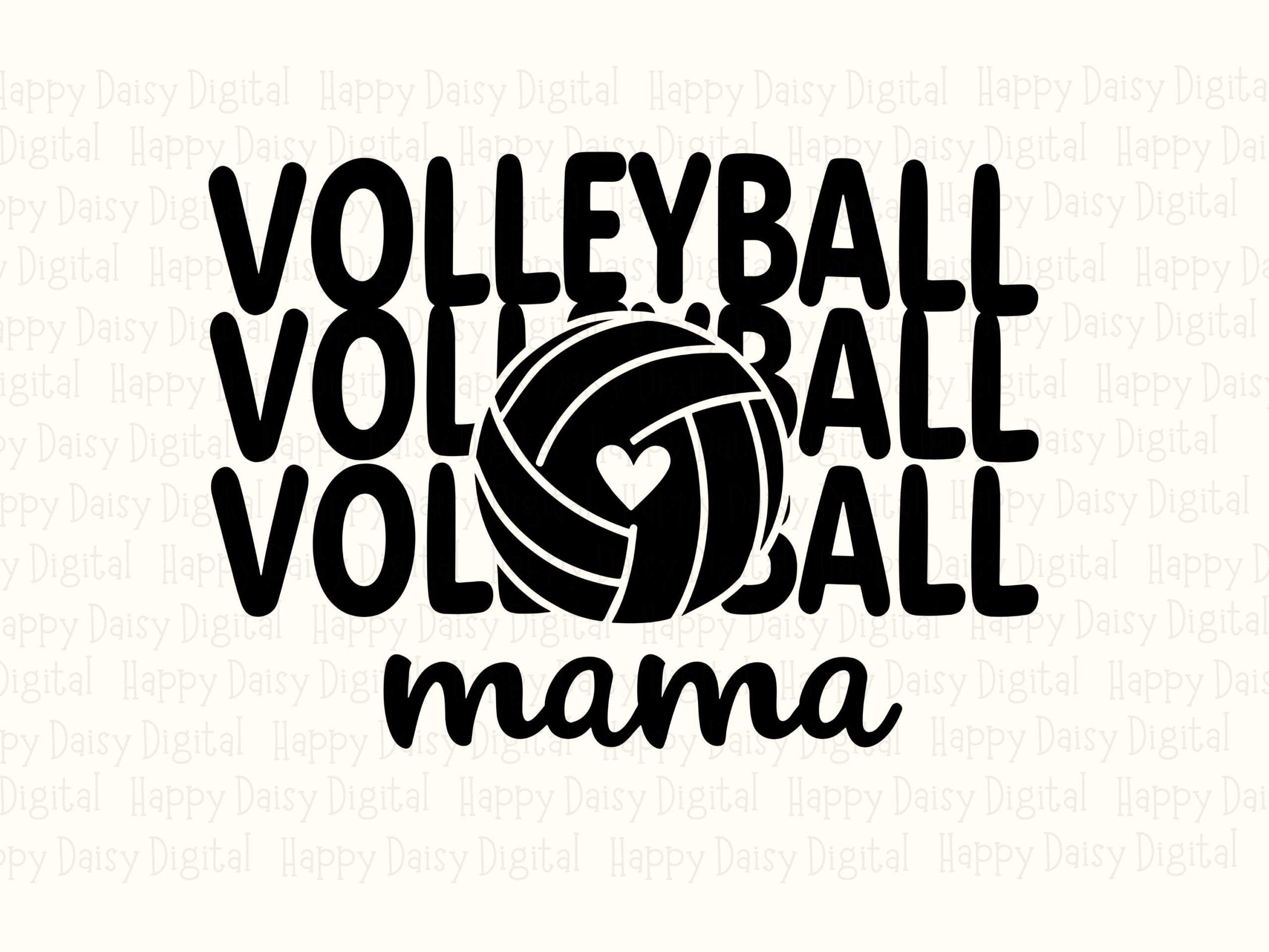 Volleyball Mama SVG PNG Volleyball Mama Design Repeated Text Pattern Cricut Silhouette Canva Commercial Use POD - Image 2
