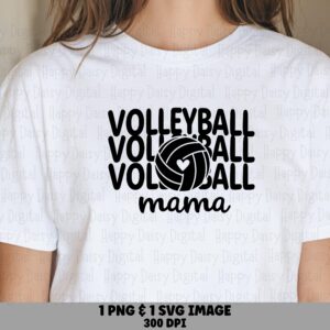 Volleyball Mama SVG PNG Volleyball Mama Design Repeated Text Pattern Cricut Silhouette Canva Commercial Use POD