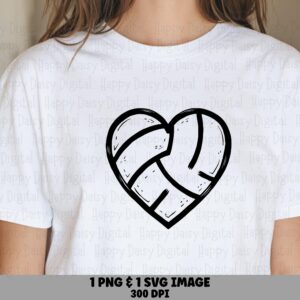 Volleyball Heart SVG PNG Volleyball Heart Design Heart Shape Illustration Cricut Silhouette Canva Commercial Use POD