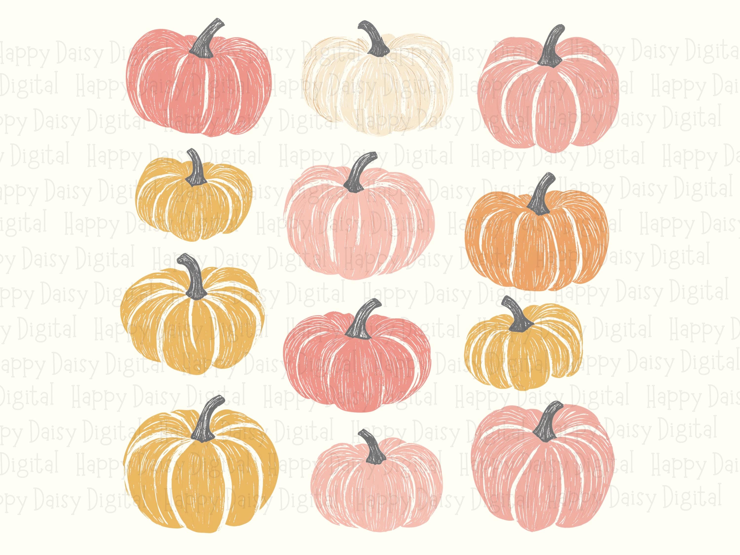 Pastel Pumpkin Grid PNG Pastel Pumpkin Grid Fall Illustration Sublimation Design Commercial Use POD - Image 2
