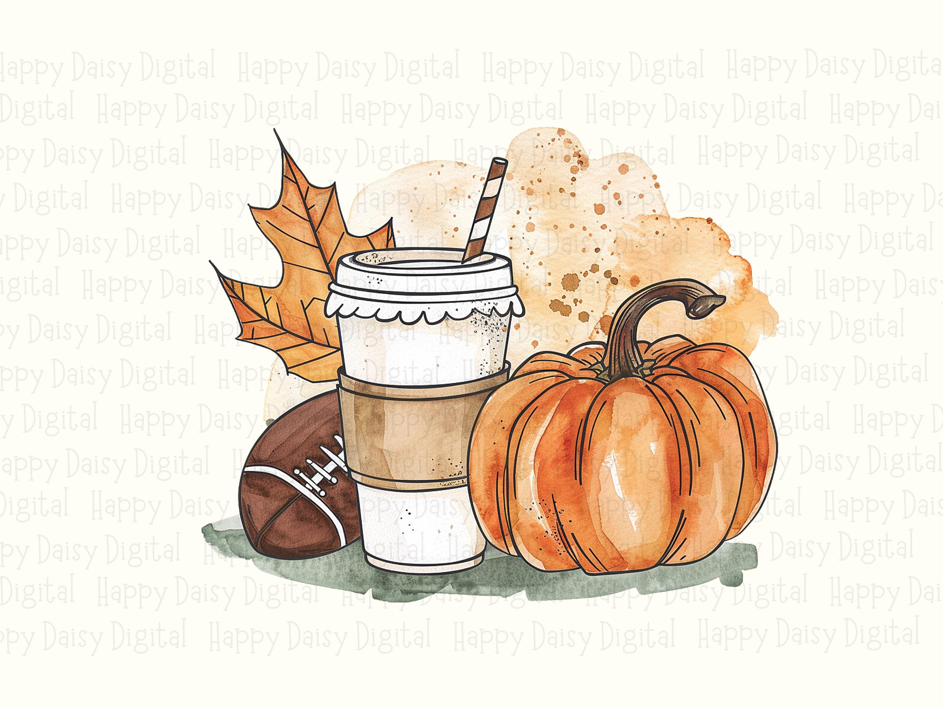 Pumpkin Spice Latte PNG Pumpkin Spice Latte Coffee Illustration Sublimation Design Commercial Use POD - Image 2