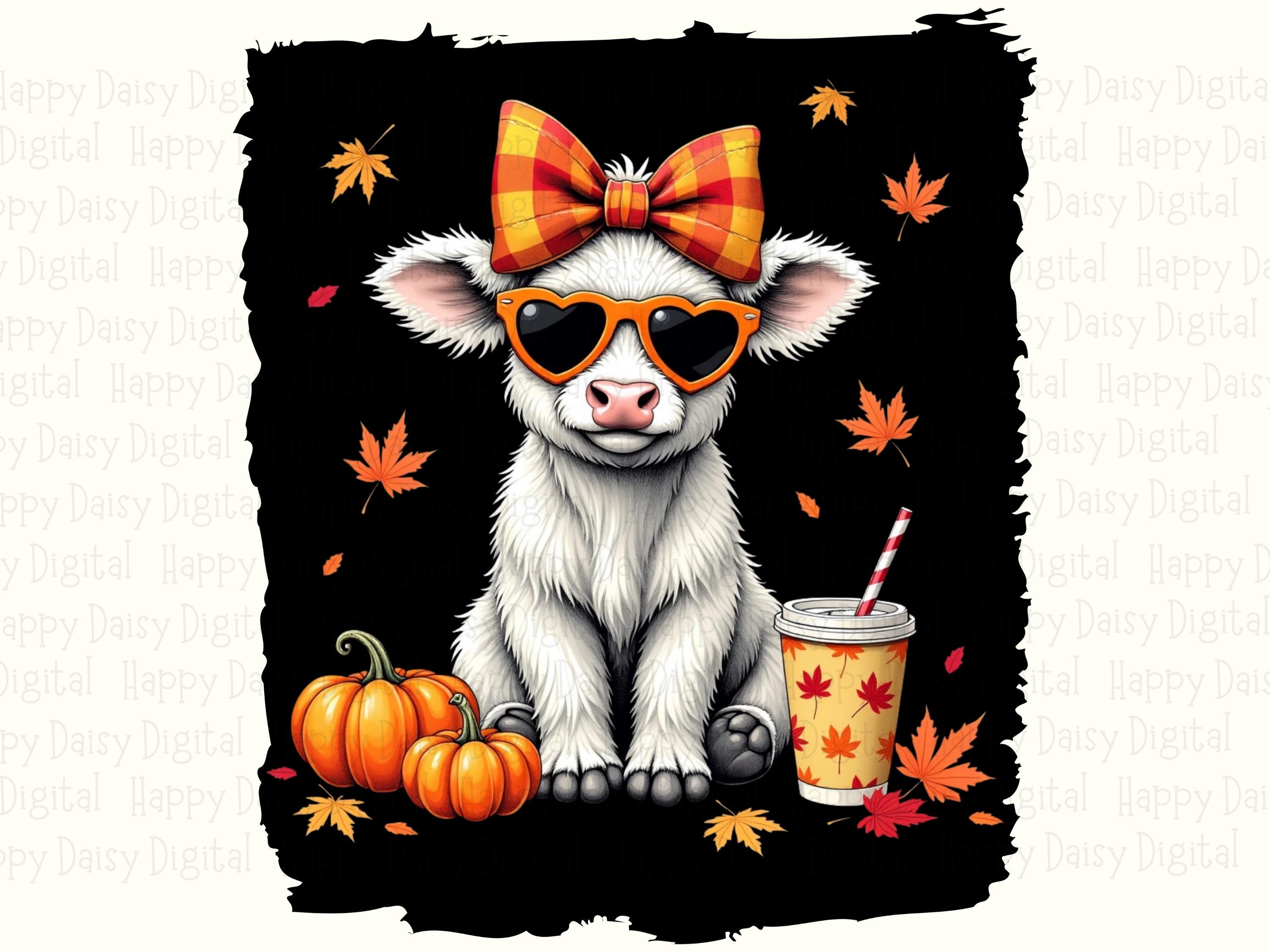 Punk Highland Cow With Bow PNG Punk Cow Design Edgy Illustration Sublimation Design Commercial Use POD - Image 2