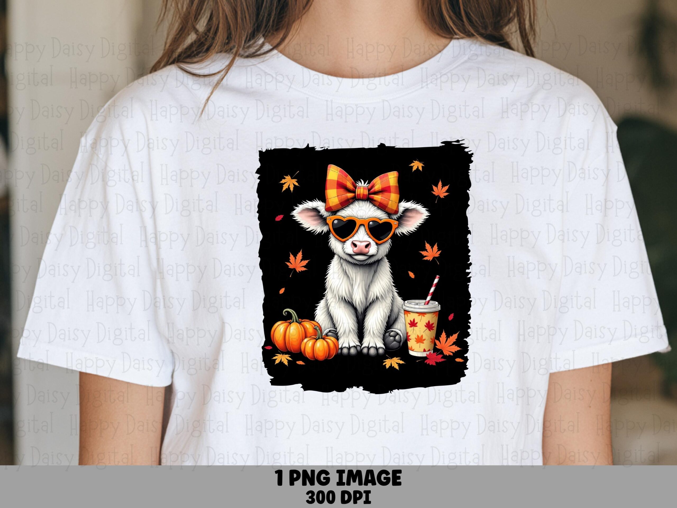 Punk Highland Cow With Bow PNG Punk Cow Design Edgy Illustration Sublimation Design Commercial Use POD