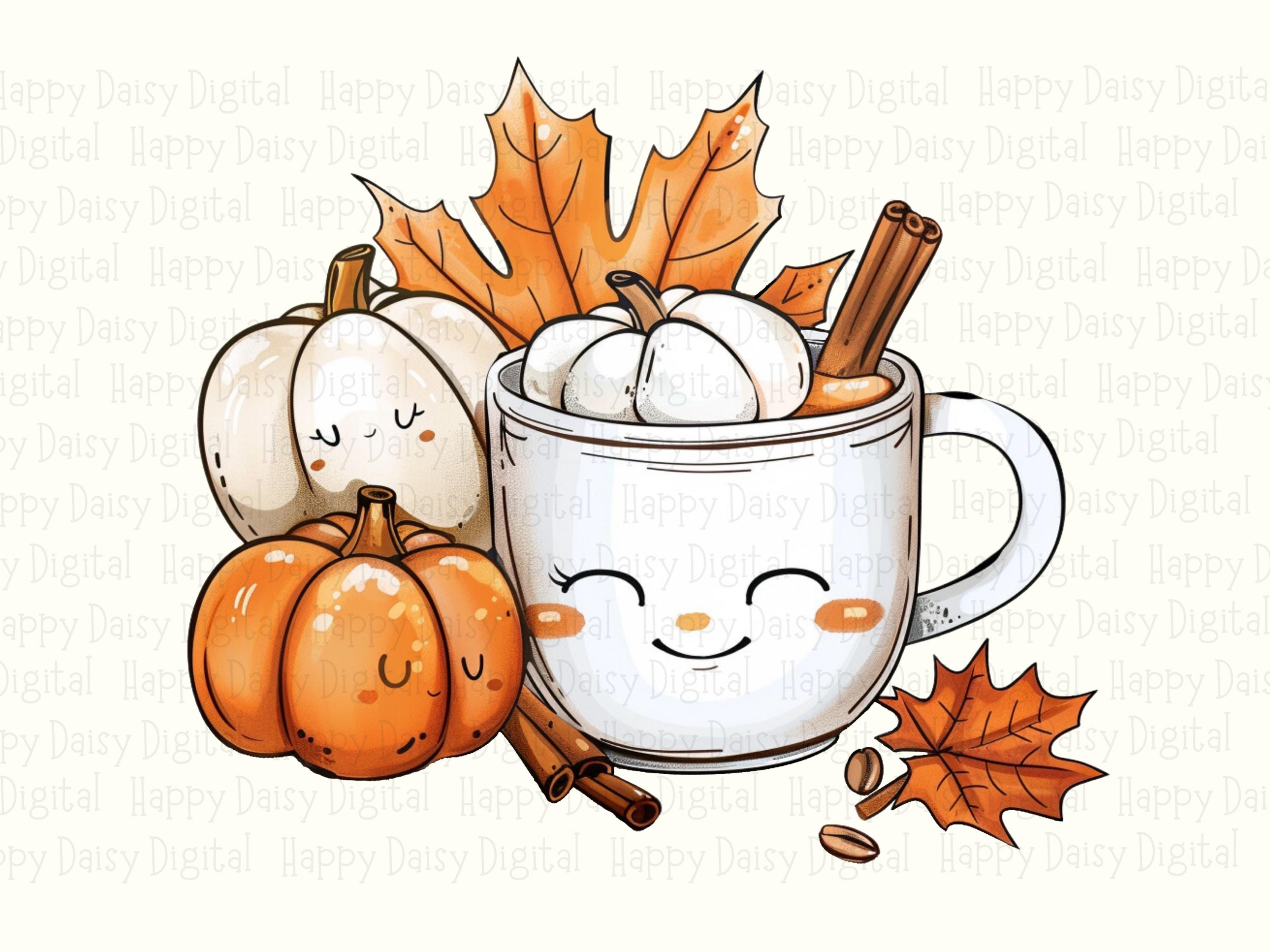 Pumpkin Spice Latte Character PNG Pumpkin Latte Character Cute Mug Illustration Sublimation Design Commercial Use POD - Image 2