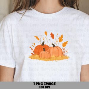 Pumpkin Cluster With Leaves PNG Pumpkin Cluster Design Autumn Leaves Sublimation Design Commercial Use POD