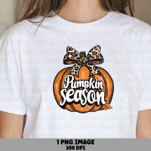 Pumpkin Season PNG Pumpkin Season Design Bow Accent Sublimation Design Commercial Use POD