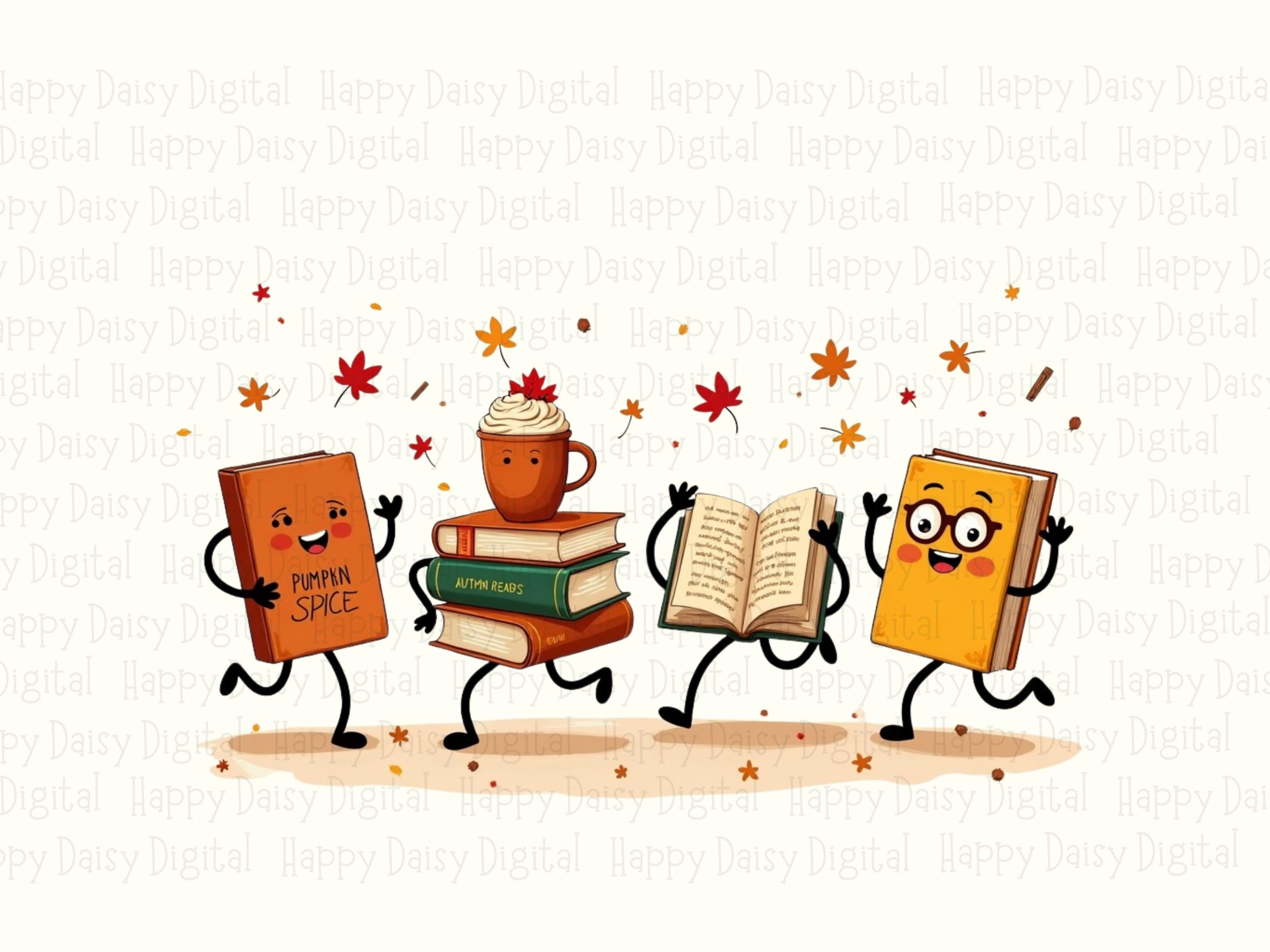Pumpkin Spice Characters PNG Pumpkin Spice Characters Dancing Illustration Sublimation Design Commercial Use POD - Image 2