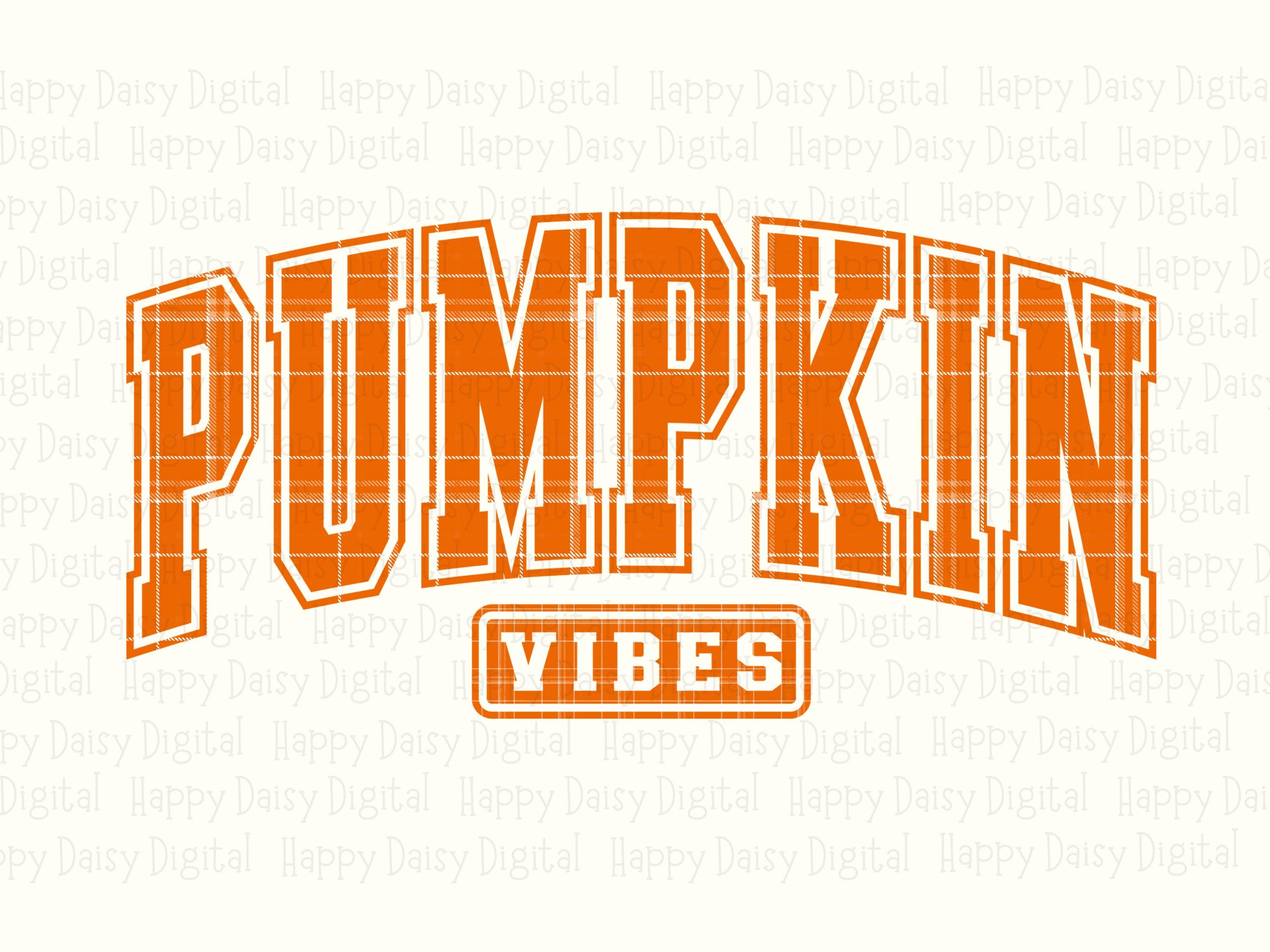 Pumpkin Vibes PNG Pumpkin Vibes Design Varsity Text Sublimation Design Commercial Use POD - Image 2