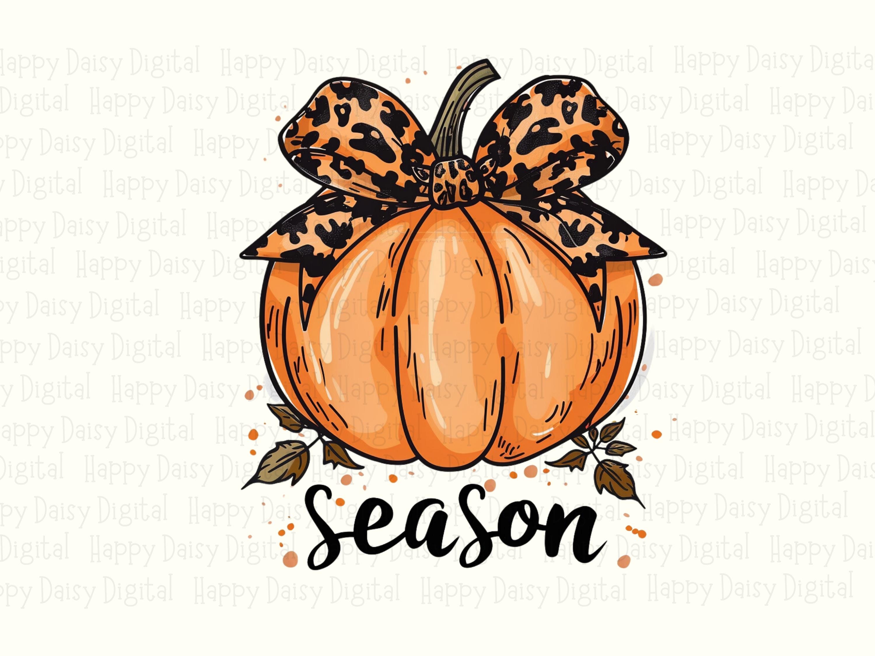 Season PNG Season Pumpkin Design Leopard Bow Accent Sublimation Design Commercial Use POD - Image 2