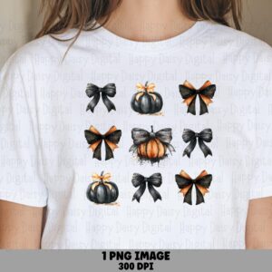 Bow Pumpkin Grid PNG Bow Pumpkin Grid Fall Pattern Design Sublimation Design Commercial Use POD