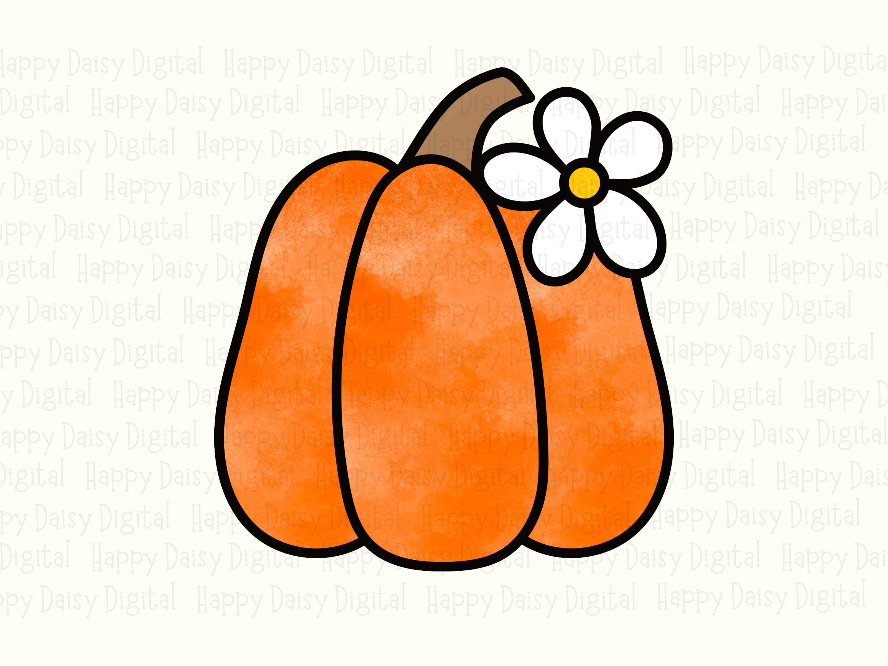 Pumpkin With Daisy PNG Pumpkin Daisy Design Simple Fall Illustration Sublimation Design Commercial Use POD - Image 2
