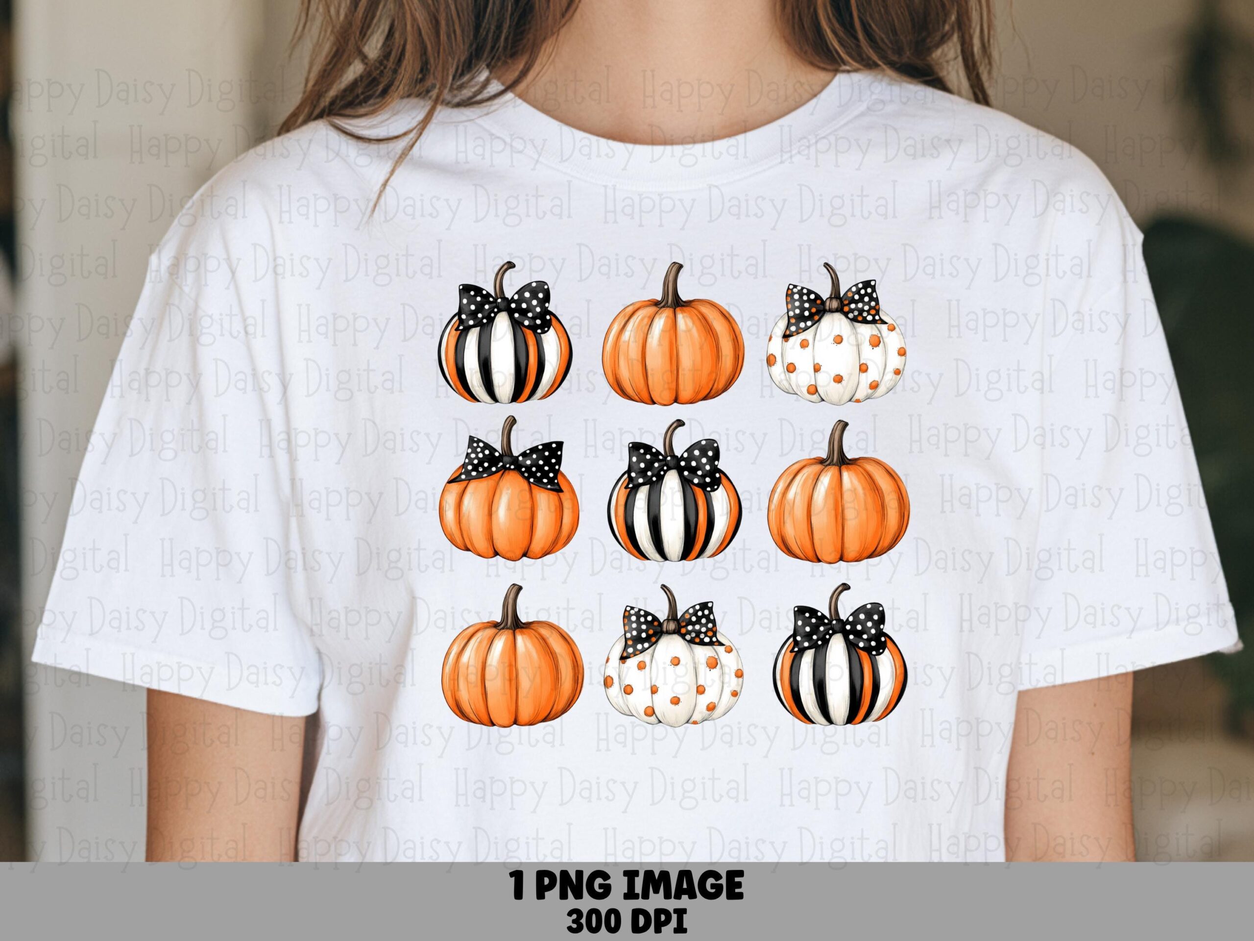 Polka Dot Bow Pumpkin Grid PNG Polka Dot Pumpkin Grid Bow Accents Sublimation Design Commercial Use POD