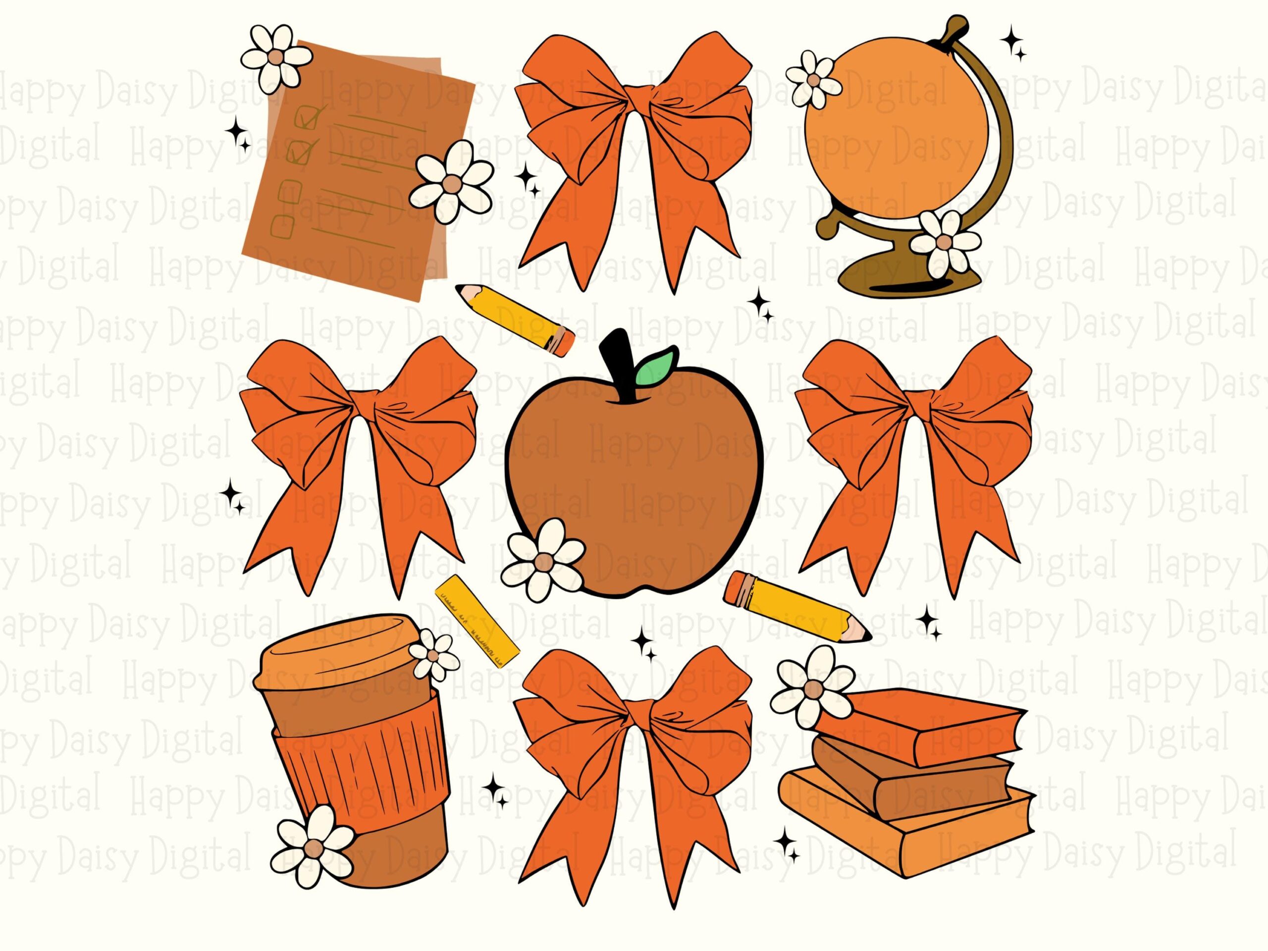 Back To School Fall Icons SVG PNG Back To School Design Fall Icon Grid Cricut Silhouette Canva Commercial Use POD - Image 2
