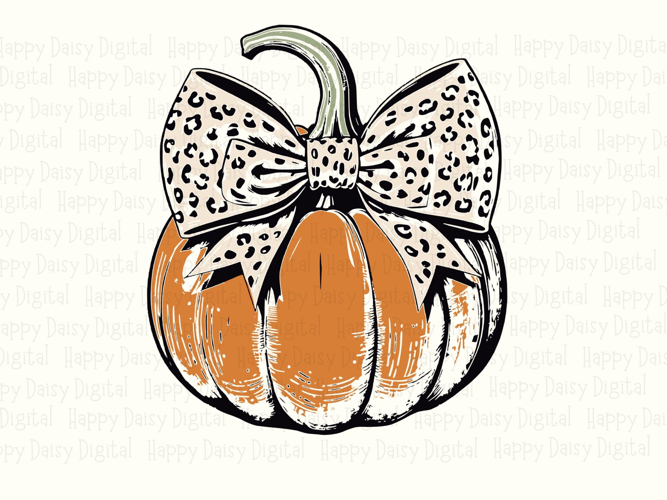 Pumpkin With Leopard Bow SVG PNG Leopard Pumpkin Design Fall Illustration Cricut Silhouette Canva Commercial Use POD - Image 2