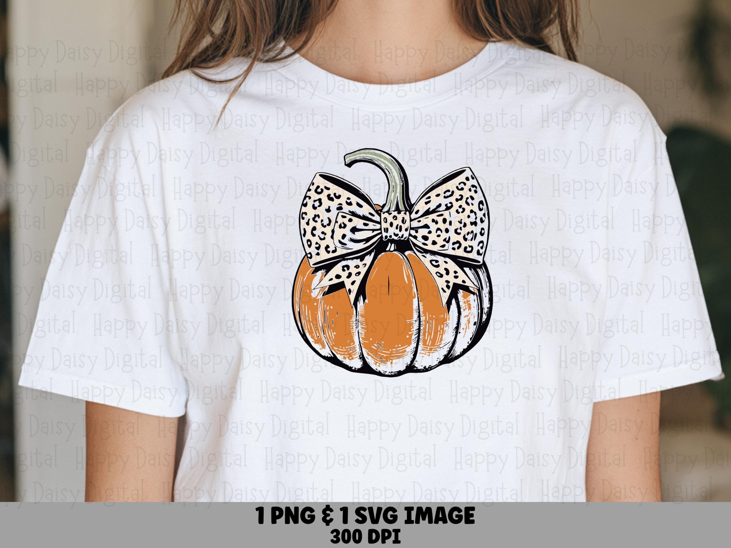 Pumpkin With Leopard Bow SVG PNG Leopard Pumpkin Design Fall Illustration Cricut Silhouette Canva Commercial Use POD