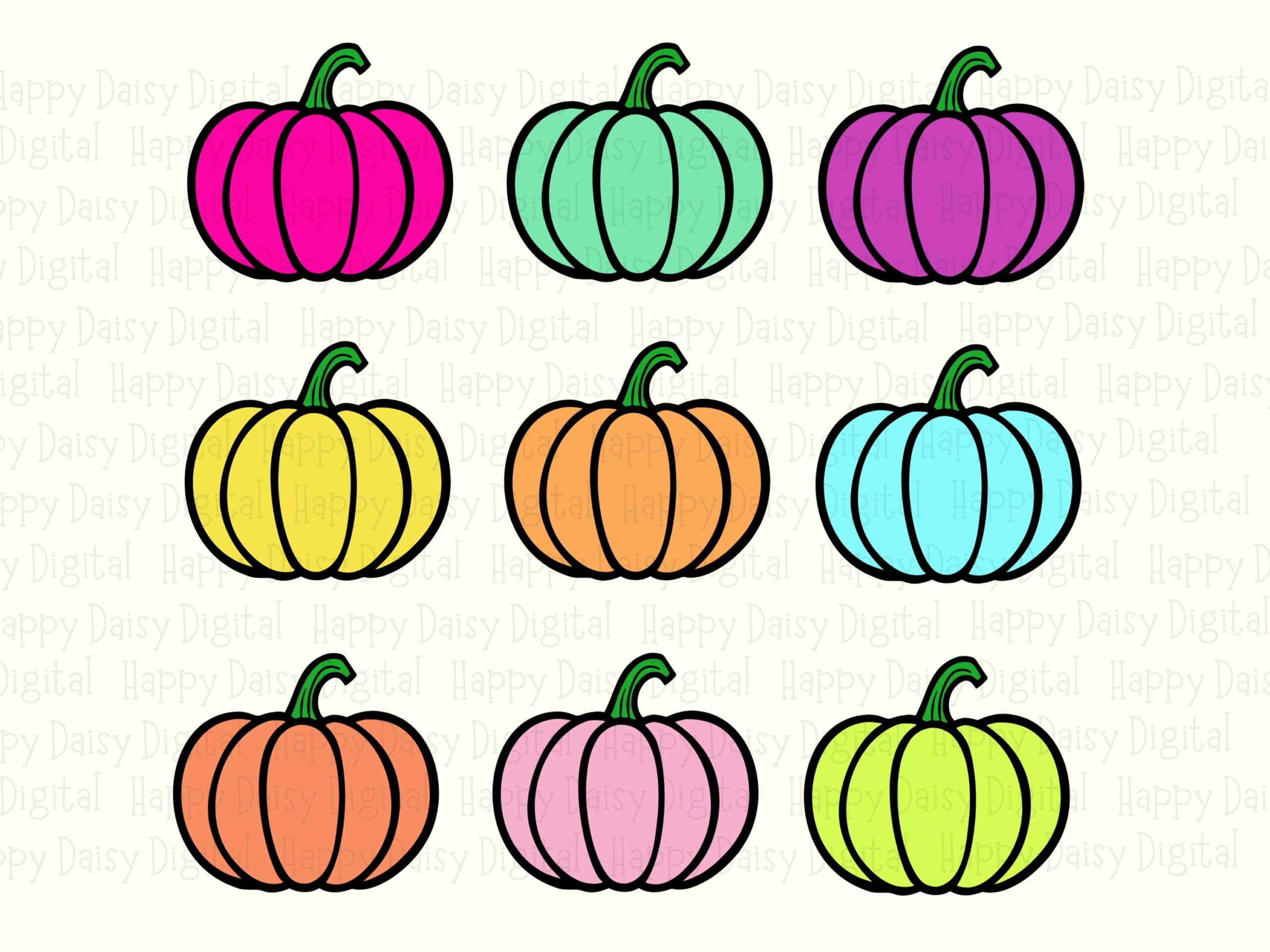 Colorful Pumpkin Grid SVG PNG Colorful Pumpkin Grid Fall Illustration Cricut Silhouette Canva Commercial Use POD - Image 2