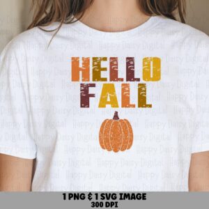 Hello Fall SVG PNG Hello Fall Design Colorful Bold Text Cricut Silhouette Canva Commercial Use POD