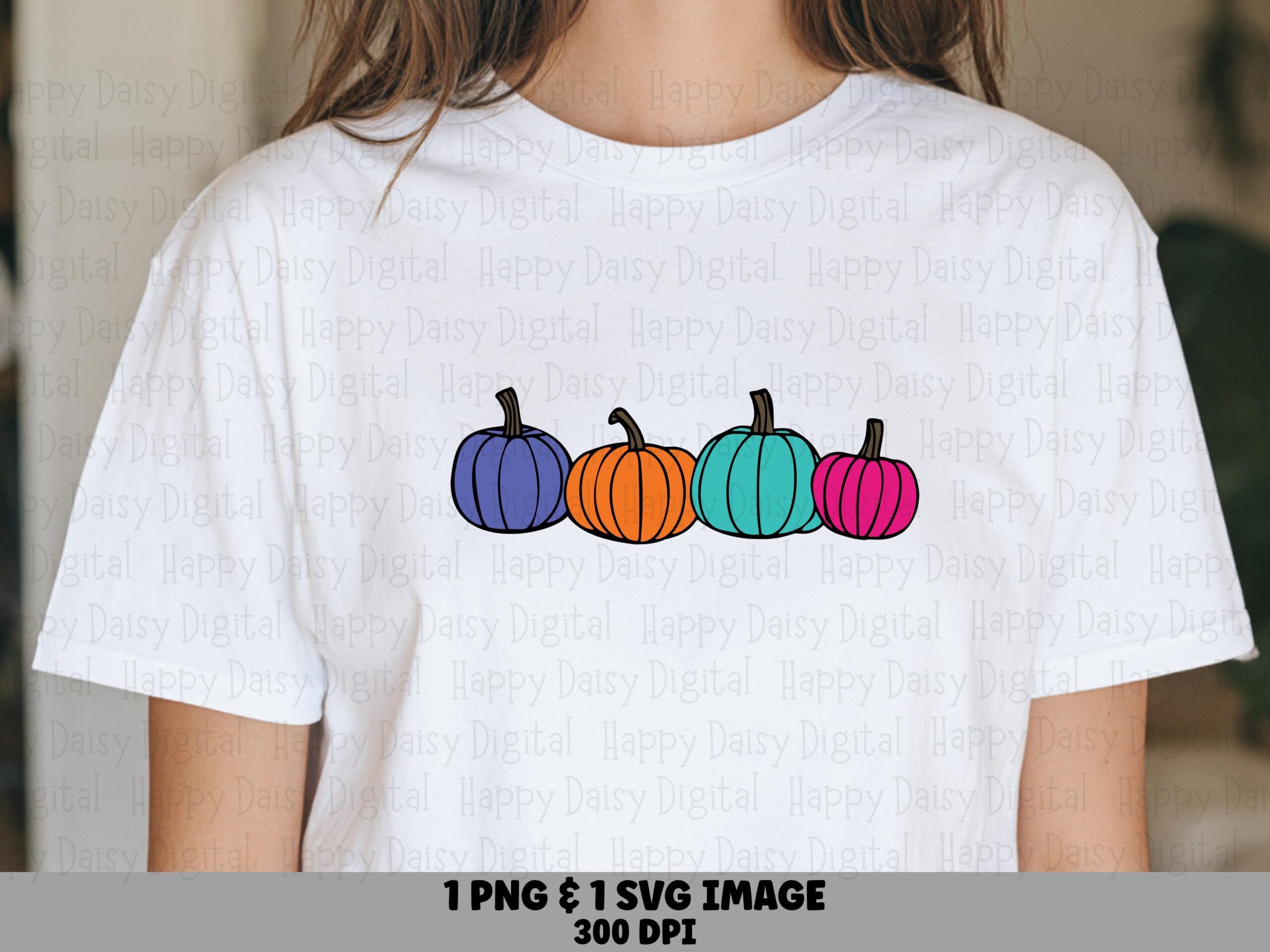 Colorful Pumpkin Row SVG PNG Colorful Pumpkin Row Fall Illustration Cricut Silhouette Canva Commercial Use POD