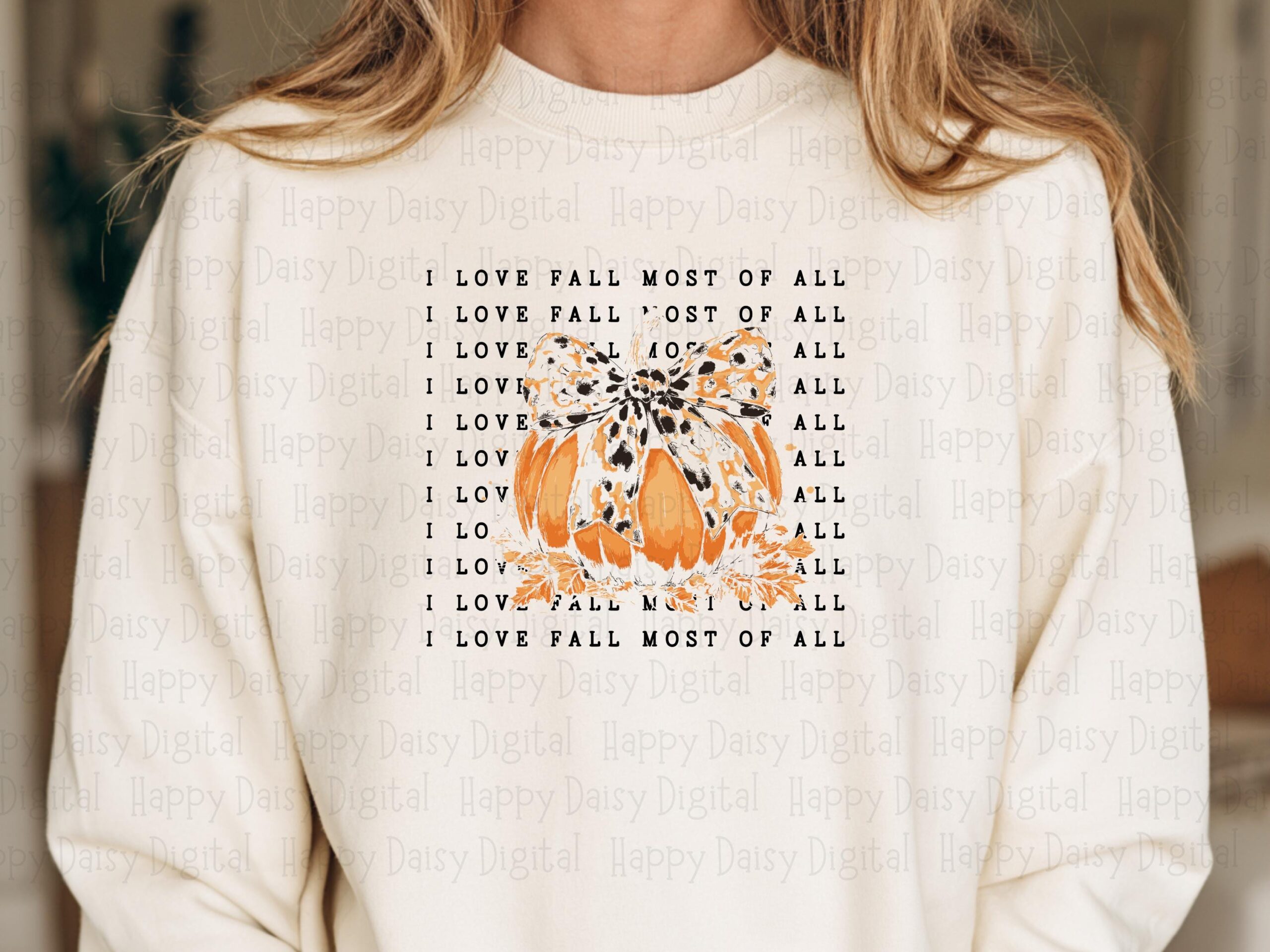 I Love Fall Most Of All SVG PNG Fall Love Quote Repeated Text Design Cricut Silhouette Canva Commercial Use POD - Image 2