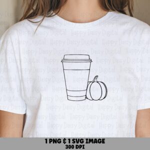 Coffee And Pumpkin Icons SVG PNG Coffee Pumpkin Icons Minimalist Line Art Cricut Silhouette Canva Commercial Use POD