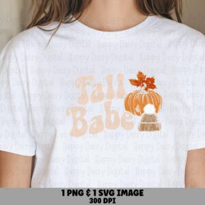 Fall Babe SVG PNG Fall Babe Design Pumpkin With Scarf Cricut Silhouette Canva Commercial Use POD