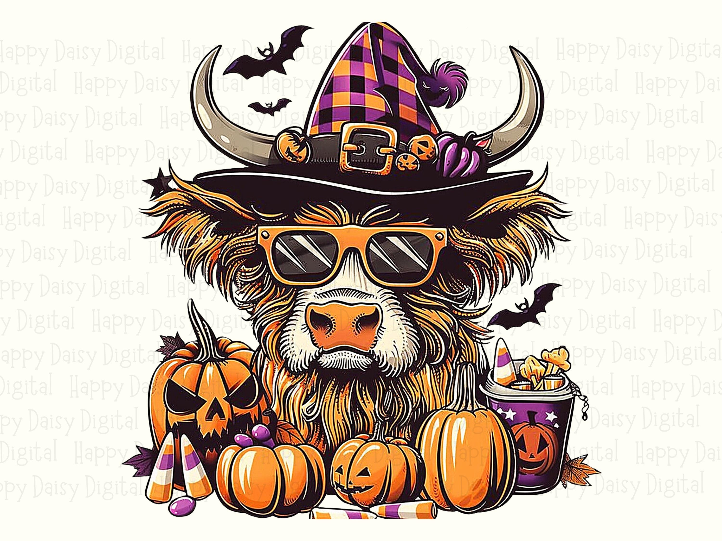 Highland Cow Pumpkin PNG Highland Cow Pumpkin Plaid Bandana Design Sublimation Design Commercial Use POD - Image 2