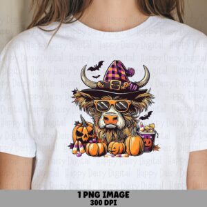 Highland Cow Pumpkin PNG Highland Cow Pumpkin Plaid Bandana Design Sublimation Design Commercial Use POD