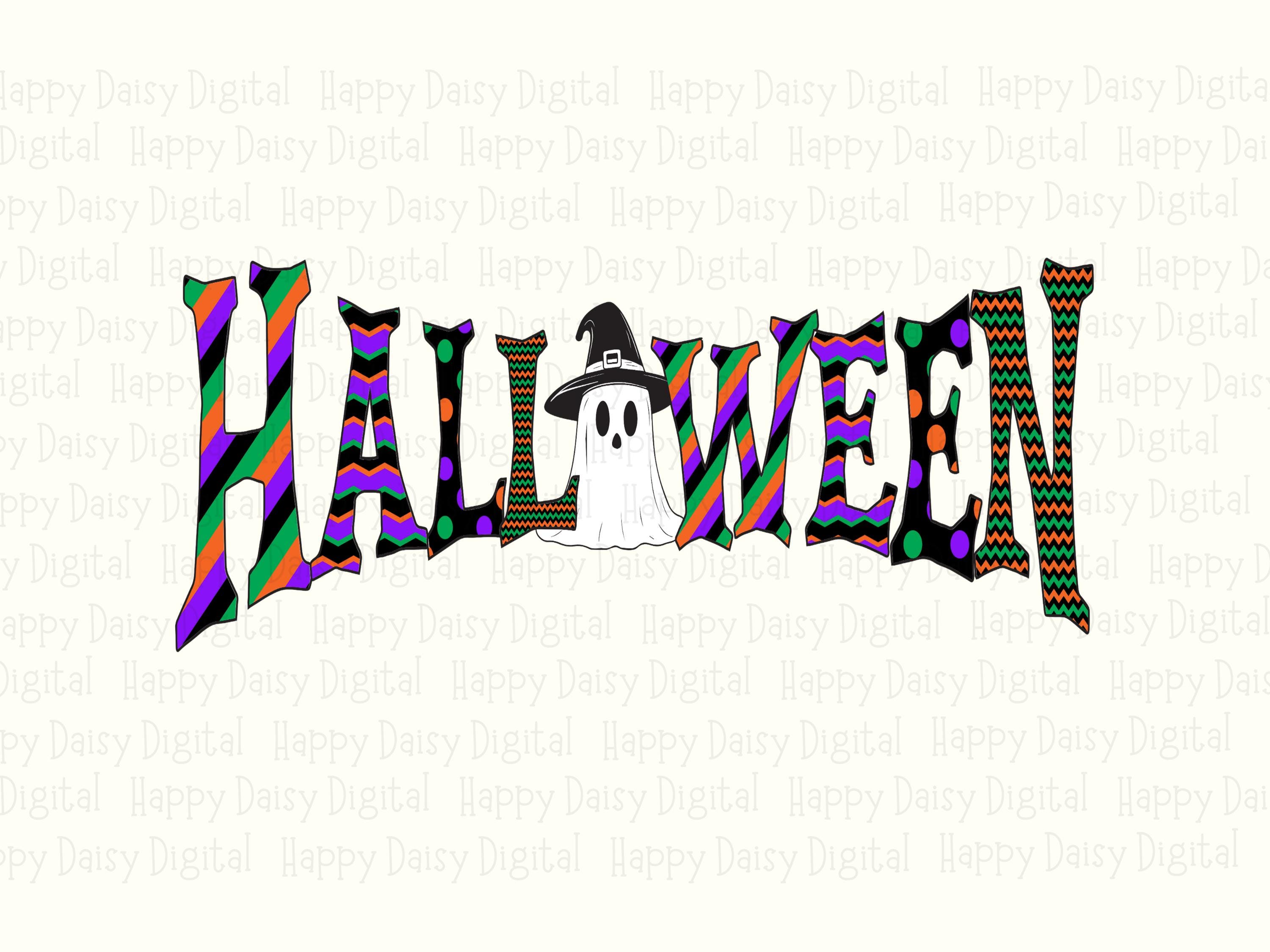 Halloween PNG Halloween Bold Text Colorful Stacked Text Sublimation Design Commercial Use POD - Image 2