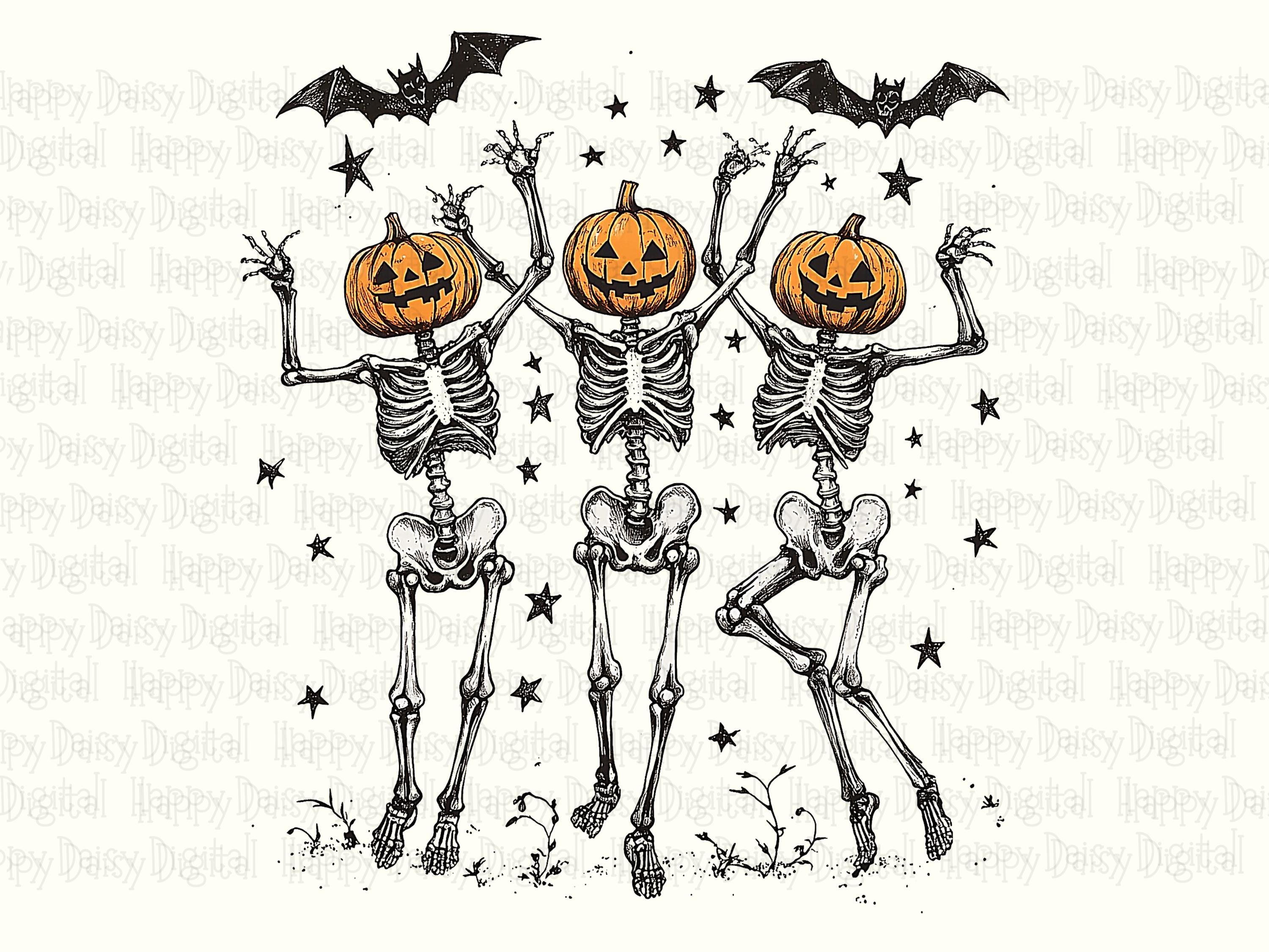Dancing Skeletons PNG Dancing Skeleton Design Skeleton Illustration Sublimation Design Commercial Use POD - Image 2