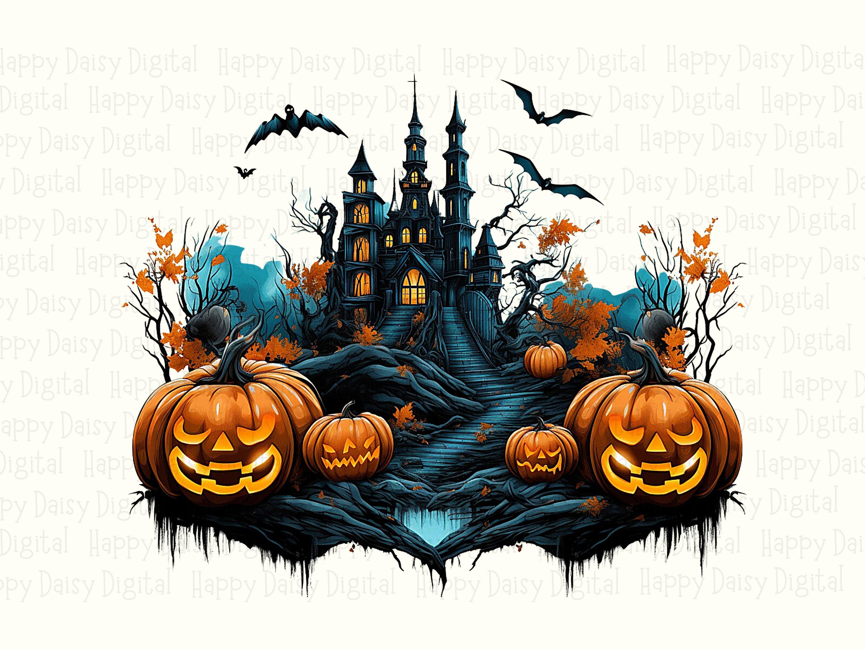 Haunted Castle PNG Haunted Castle Design Spooky Scene Illustration Sublimation Design Commercial Use POD - Image 2