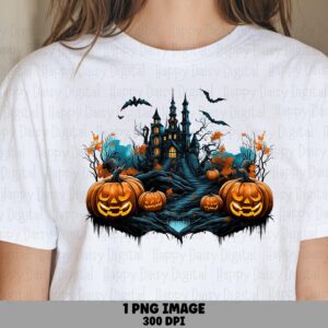 Haunted Castle PNG Haunted Castle Design Spooky Scene Illustration Sublimation Design Commercial Use POD