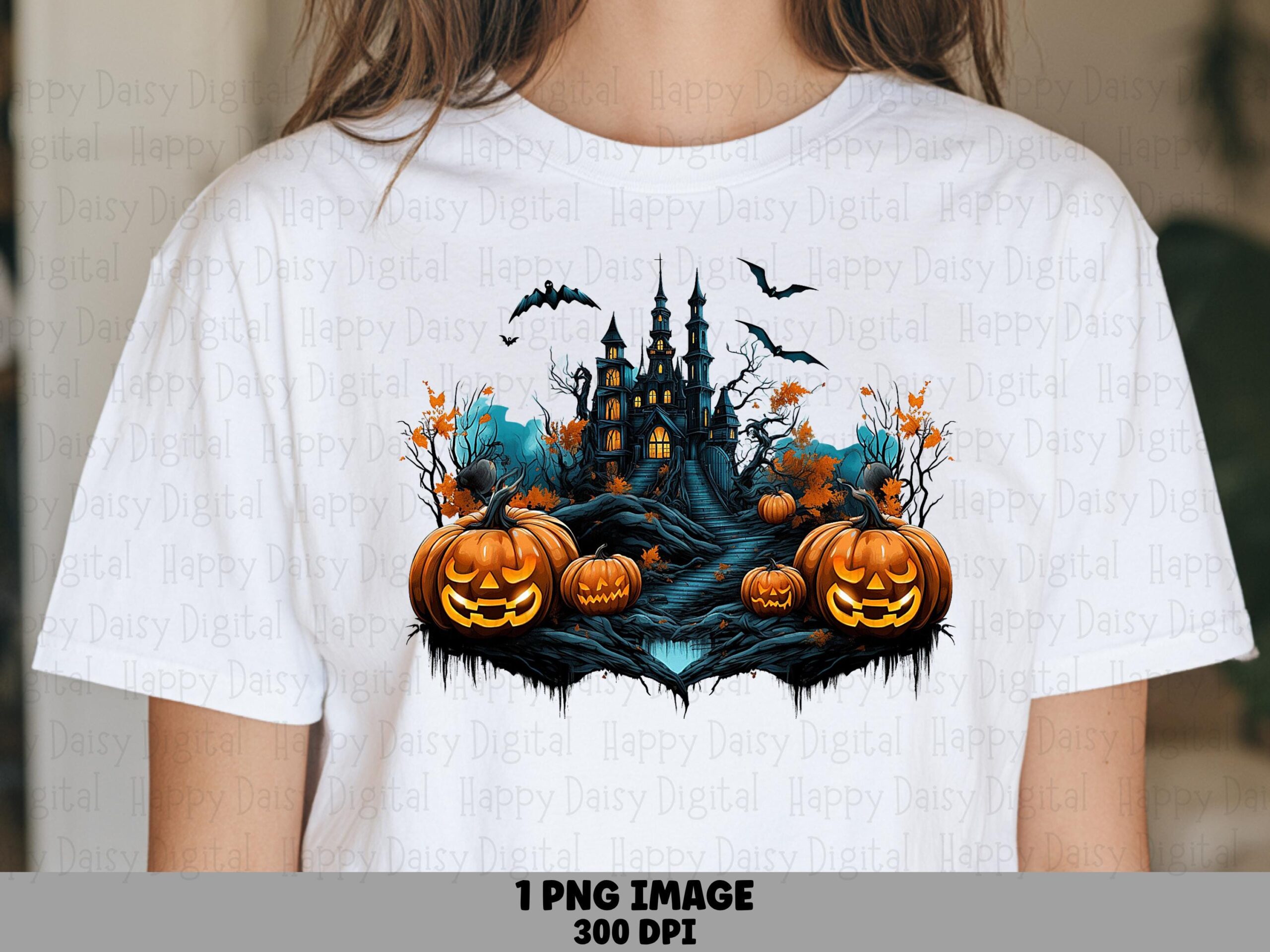 Haunted Castle PNG Haunted Castle Design Spooky Scene Illustration Sublimation Design Commercial Use POD