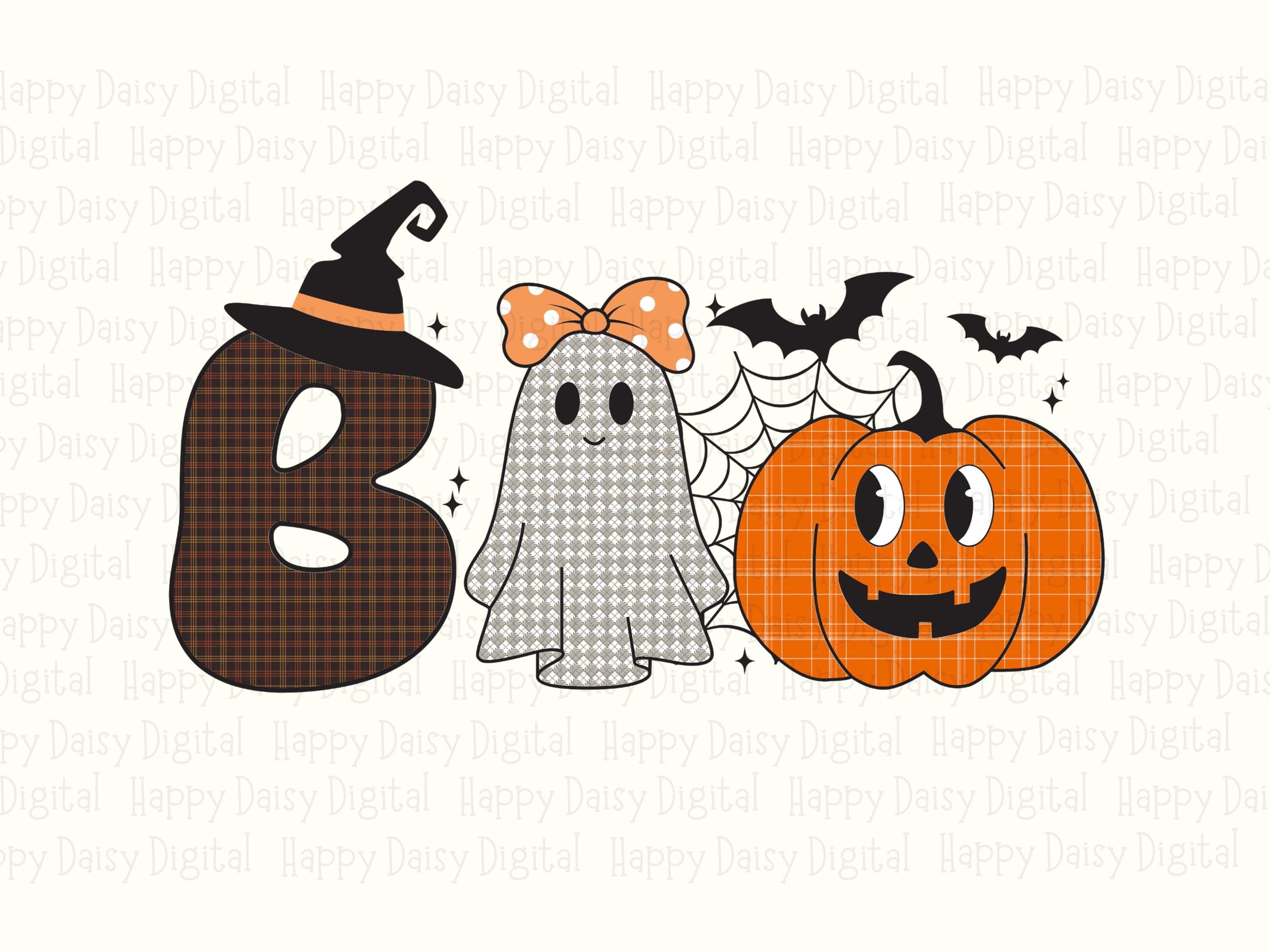 Boo PNG Boo Icon Design Bat Pumpkin Accents Sublimation Design Commercial Use POD - Image 2