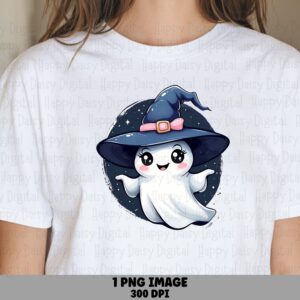 Gost Witch PNG Witch Ghost Cute Character Illustration Sublimation Design Commercial Use POD