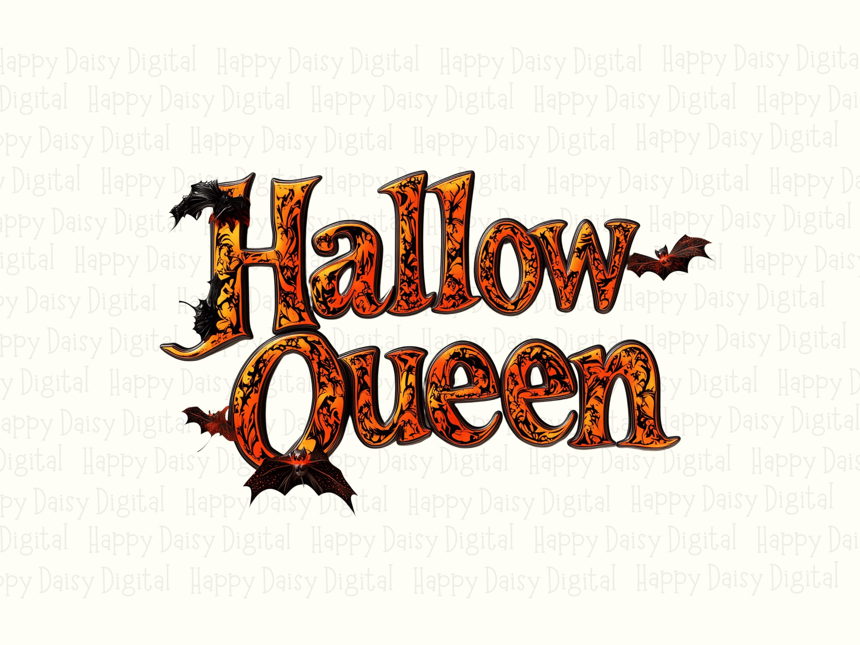 Hallow-Queen PNG Hallow-Queen Design Script Text Sublimation Design Commercial Use POD - Image 2