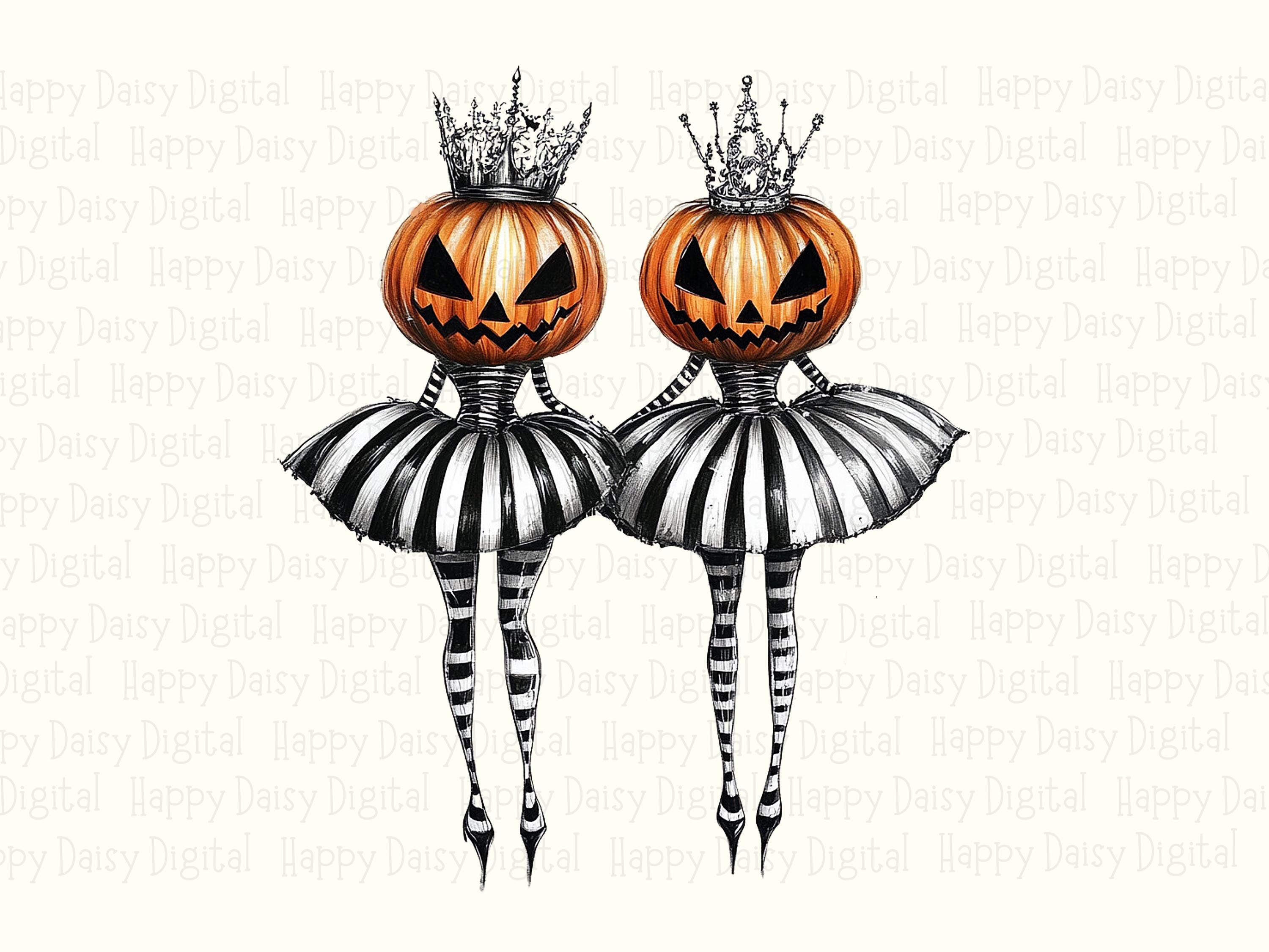 Twin Pumpkin Dancerss PNG Twin Pumpkin Queens Illustration Sublimation Design Commercial Use POD - Image 2