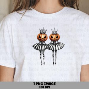 Twin Pumpkin Dancerss PNG Twin Pumpkin Queens Illustration Sublimation Design Commercial Use POD