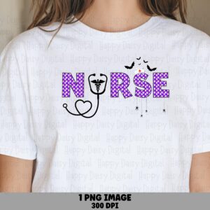 Nurse PNG Nurse Purple Design Stethoscope Accent Sublimation Design Commercial Use POD