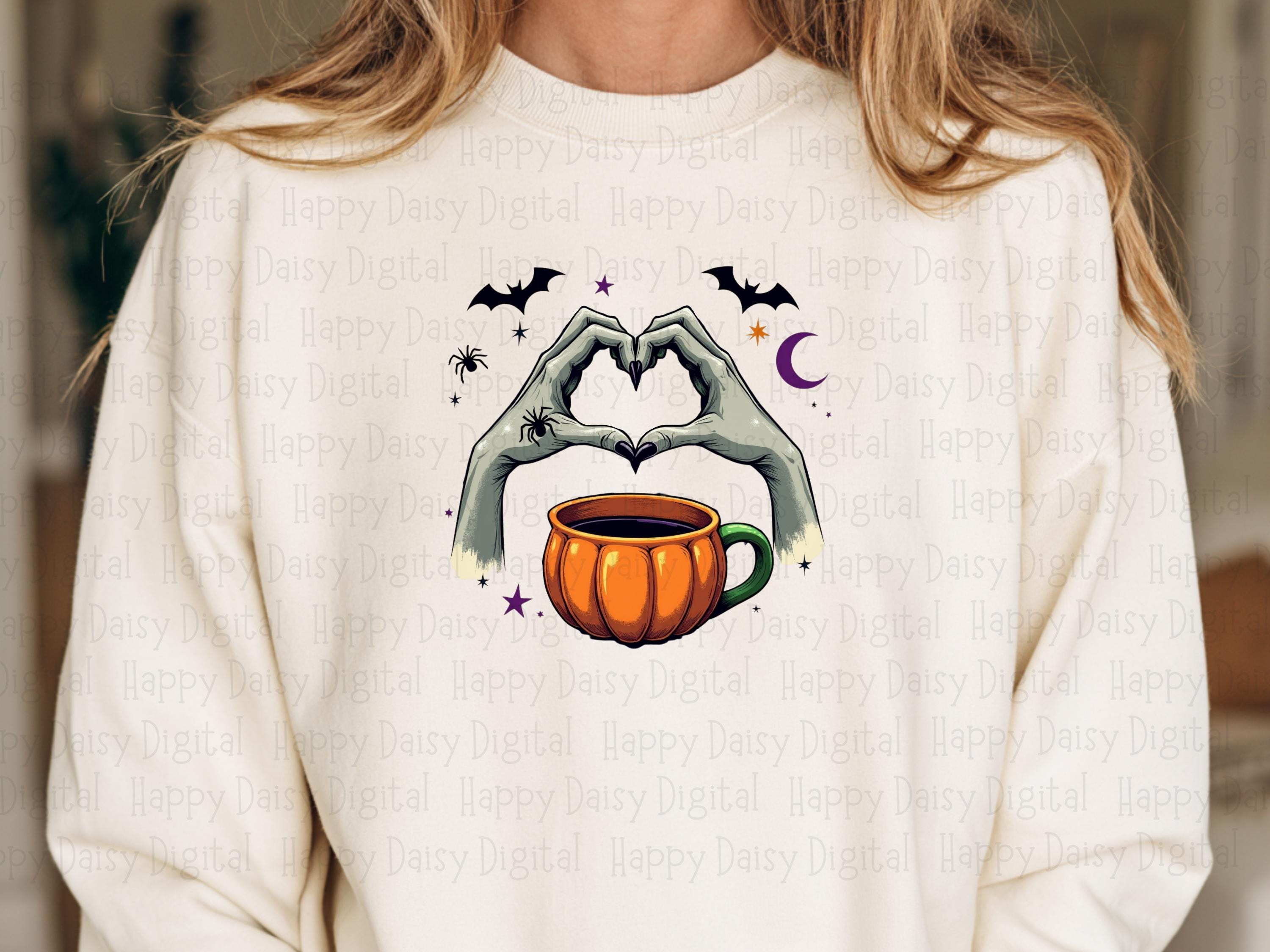 Skeleton Hands Heart PNG Skeleton Hands Heart Pumpkin Accent Design Sublimation Design Commercial Use POD - Image 2