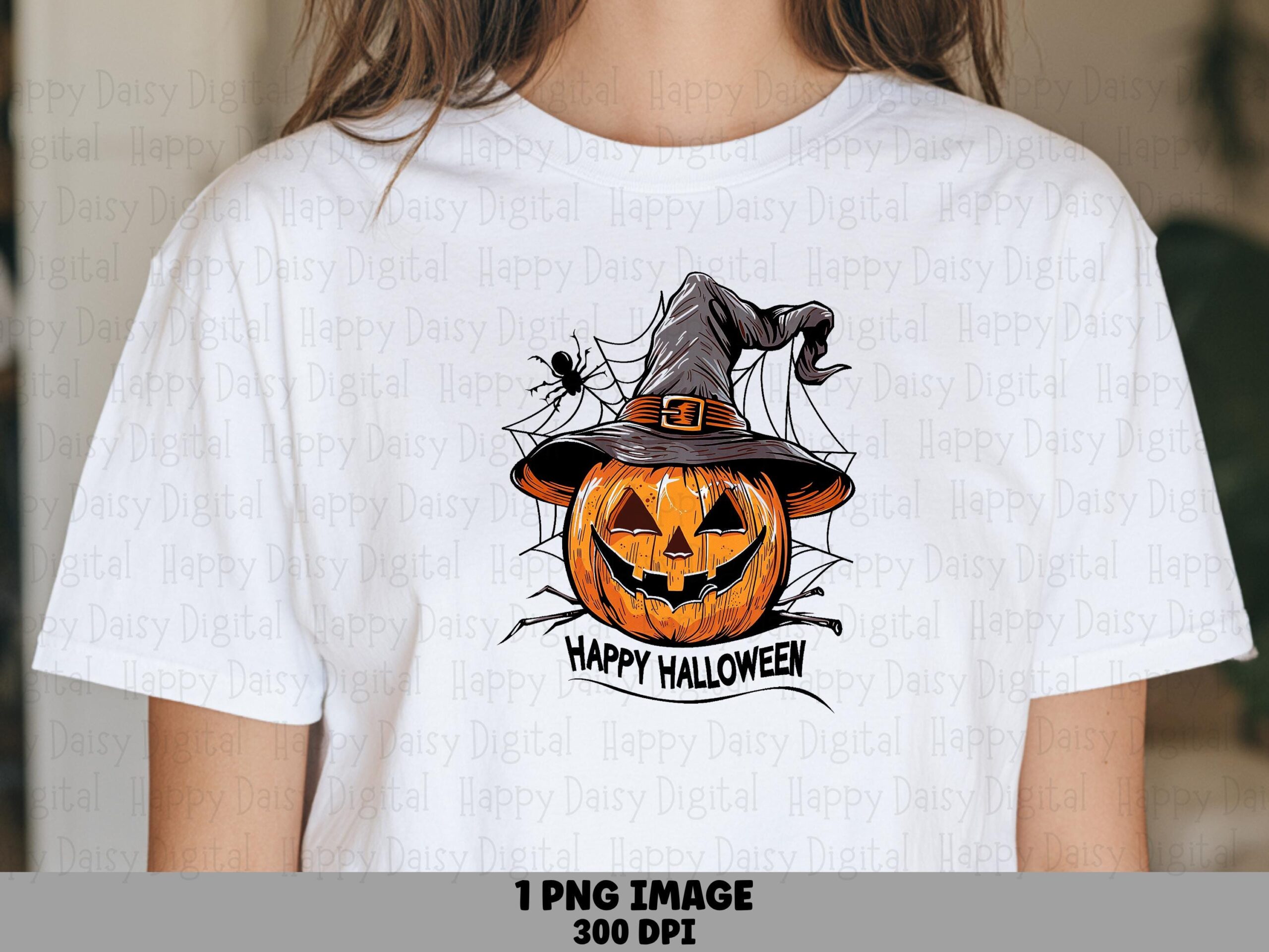 Happy Halloween PNG Happy Halloween Character Pumpkin Witch Hat Sublimation Design Commercial Use POD