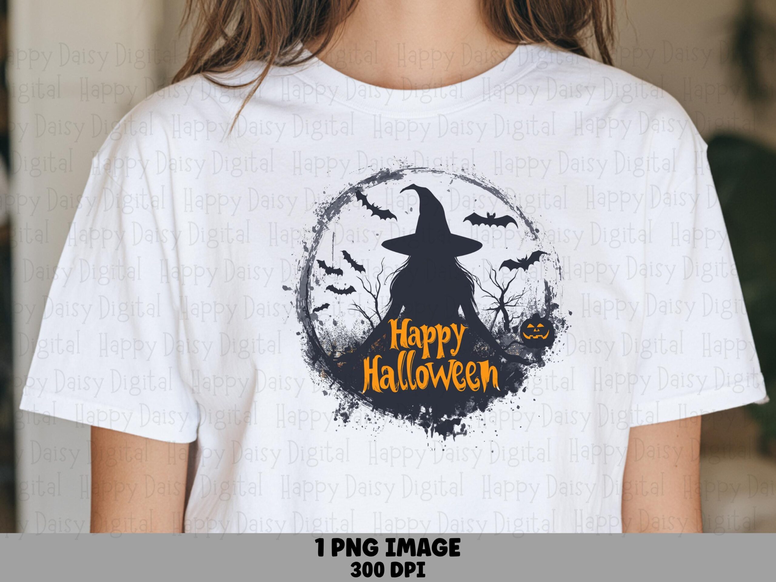 Happy Halloween PNG Happy Halloween Badge Witch Moon Design Sublimation Design Commercial Use POD