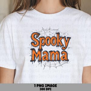 Spooky Mama PNG Spooky Mama Script Design Orange Script Text Sublimation Design Commercial Use POD