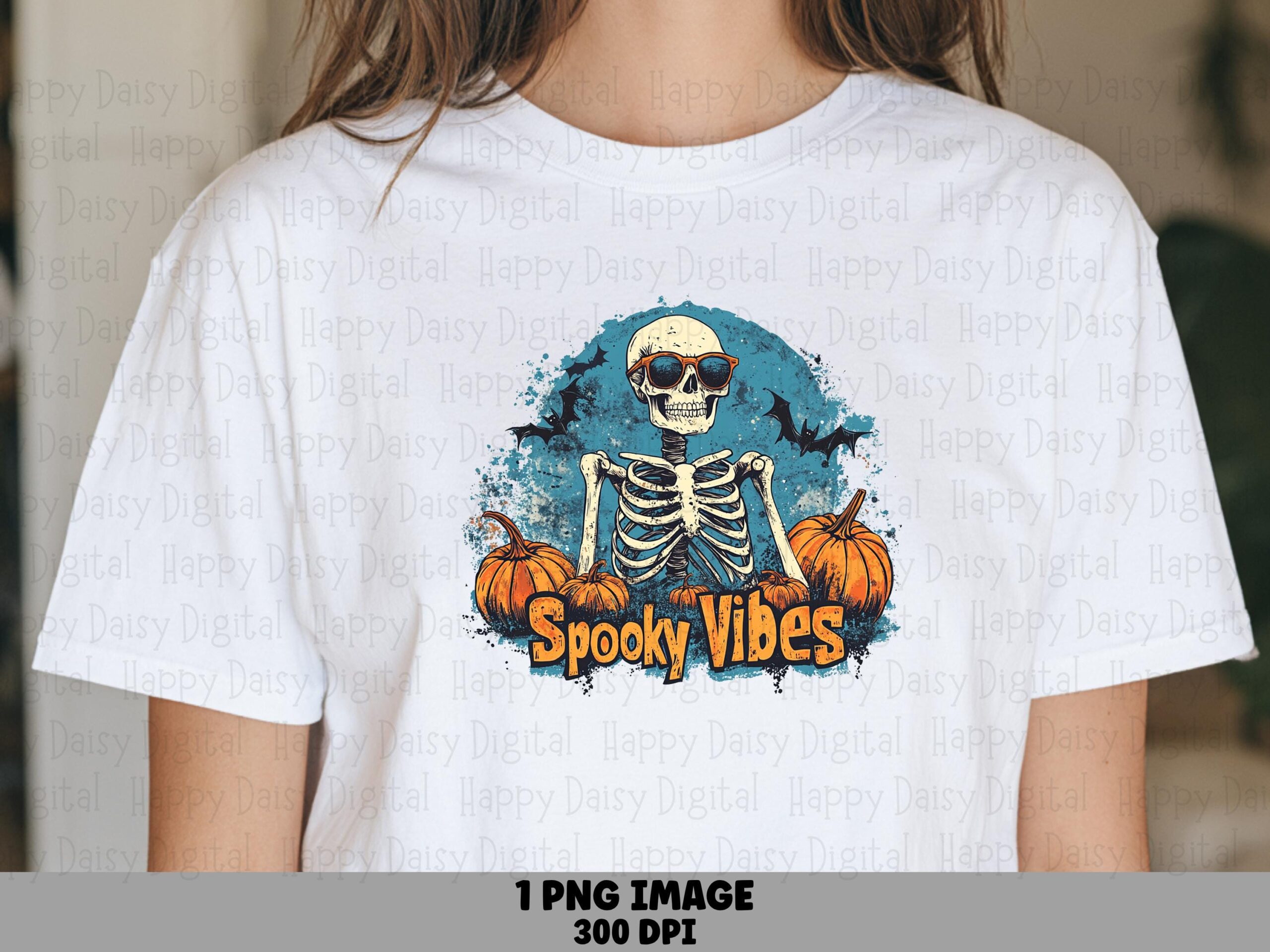 Spooky Vibes PNG Spooky Vibes Badge Skull Flame Design Sublimation Design Commercial Use POD