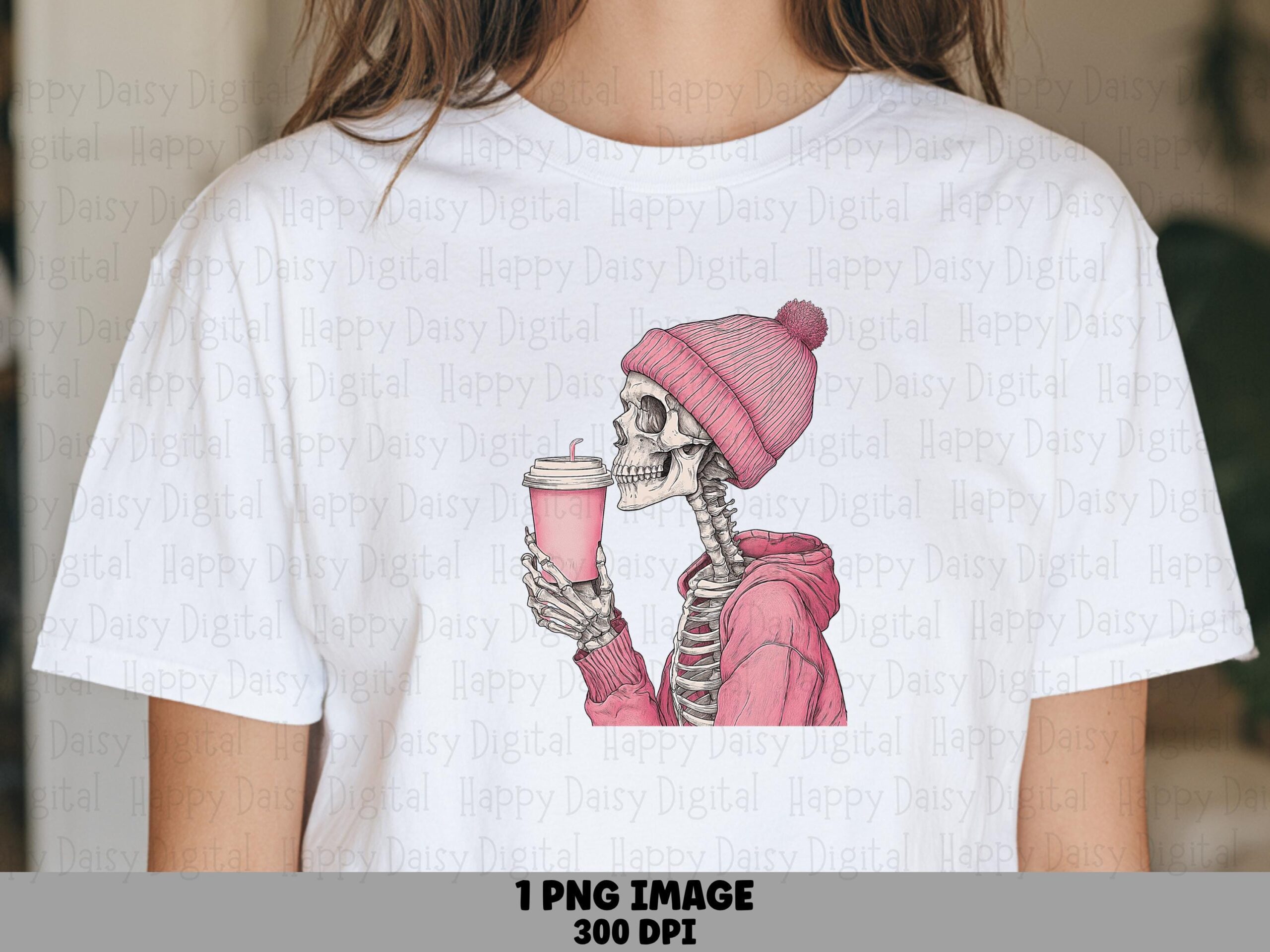 Skeleton With Drink PNG Skeleton Drink Design Winter Hat Illustration Sublimation Design Commercial Use POD