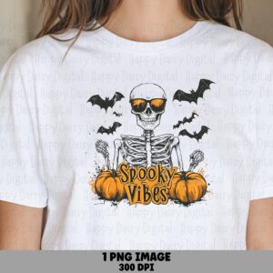 Spooky Vibes PNG Spooky Vibes Skeleton Sunglasses Skeleton Design Sublimation Design Commercial Use POD