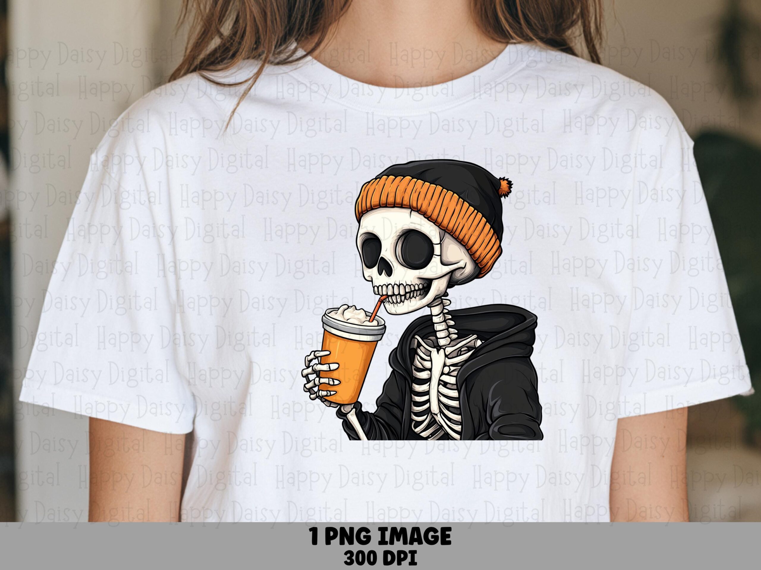 Skeleton With Coffee PNG Skeleton Coffee Design Beanie Illustration Sublimation Design Commercial Use POD