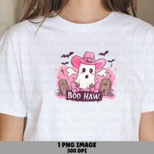 Boo Haw PNG Boo Haw Pun Design Cowboy Ghost Illustration Cricut Silhouette Canva Commercial Use POD