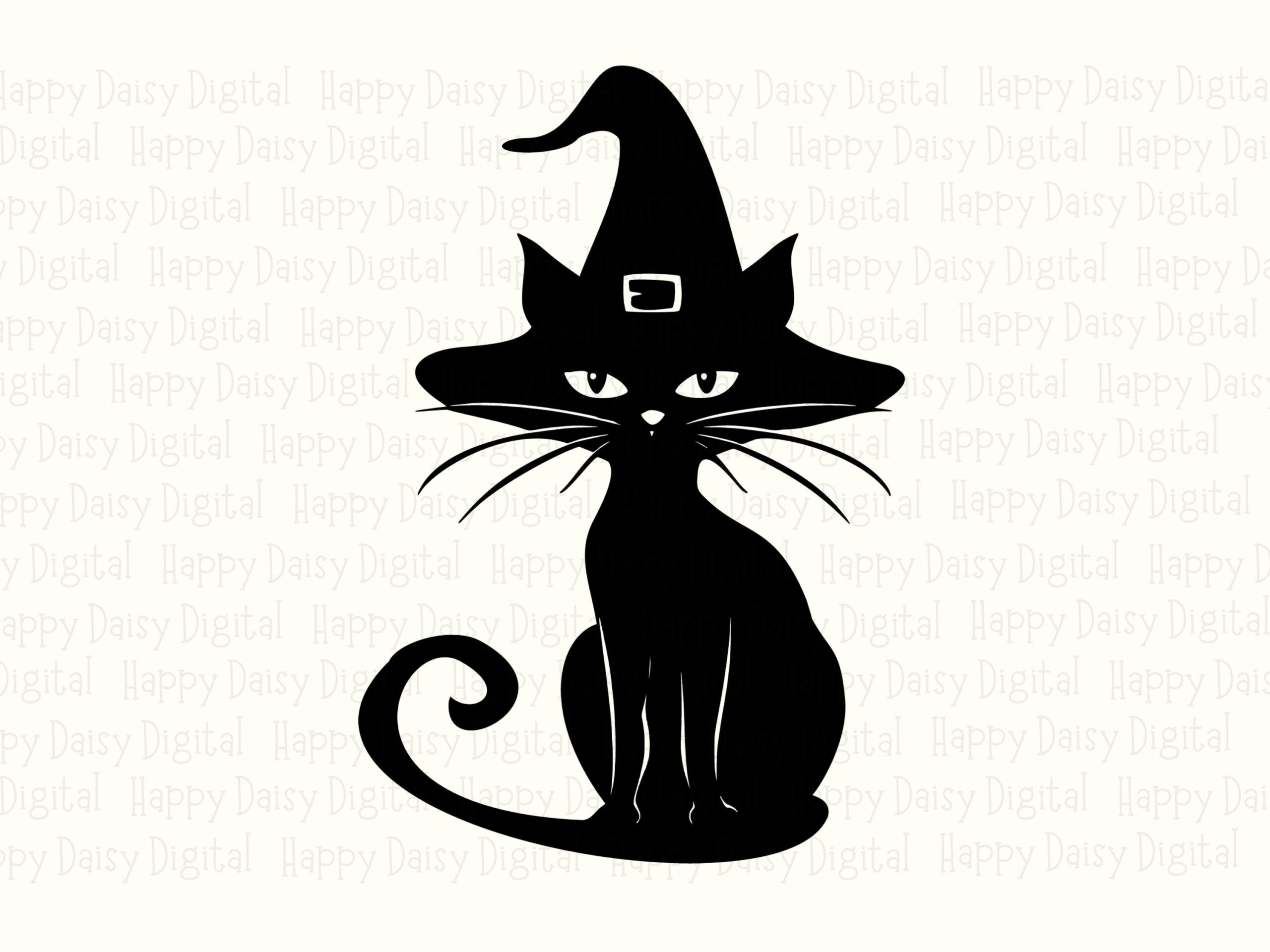 Meow SVG PNG Meow Witch Cat Cat Illustration Cricut Silhouette Canva Commercial Use POD - Image 2