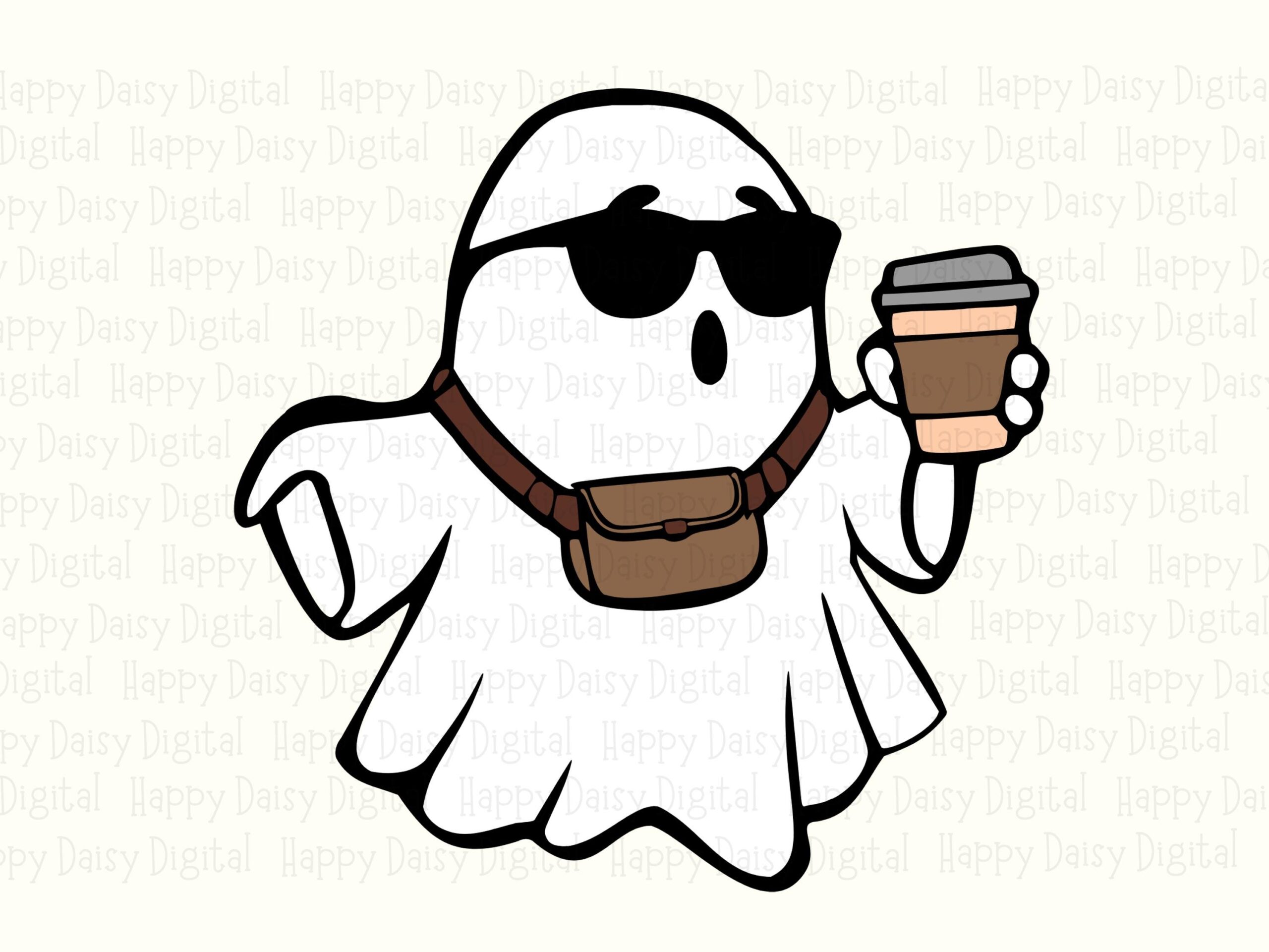 Ghost With Belt Bag Drink SVG PNG Ghost Illustration Cricut Silhouette Canva Commercial Use POD - Image 2